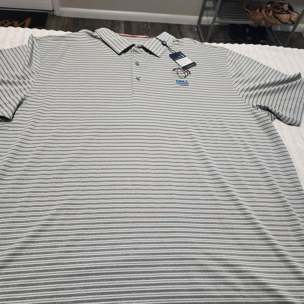 Dell Invitational Men's Striped Polo Shirt - Gray